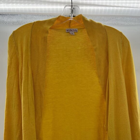 Merona Women's Open Front Long Sleeve Lightweight Cardigan Yellow Size XS - Picture 2 of 9